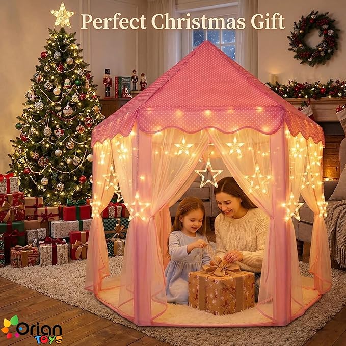Tienda de Campaña Princesa Orian – Castillo con Luces LED para Niñas 2-7 Años, Interior y Exterior