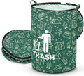 Memorywuu Paquete de 1 Cubo de Basura Plegable para Camping con Tapa con Cremallera, Contenedor de Almacenamiento Plegable, Cubo de Basura Portátil para Camping al Aire Libre, Residuos de Jardín en Caravanas (Estilo Basura)