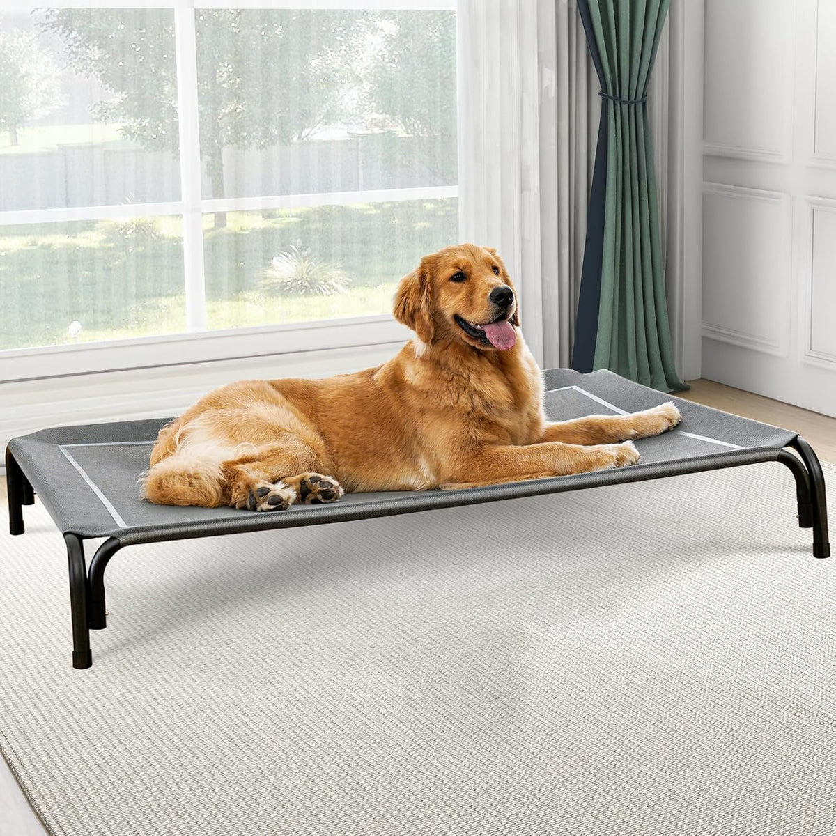 (ARTICULO CONTIENE 13 PIEZAS EN TOTAL COMO SE MUESTRA EN LA IMAGEN )Cama Elevada Czpalo para Perros Grandes | Cama Exterior Portátil con Malla Transpirable y Lavable | Catre Refrescante con Patas Antideslizantes