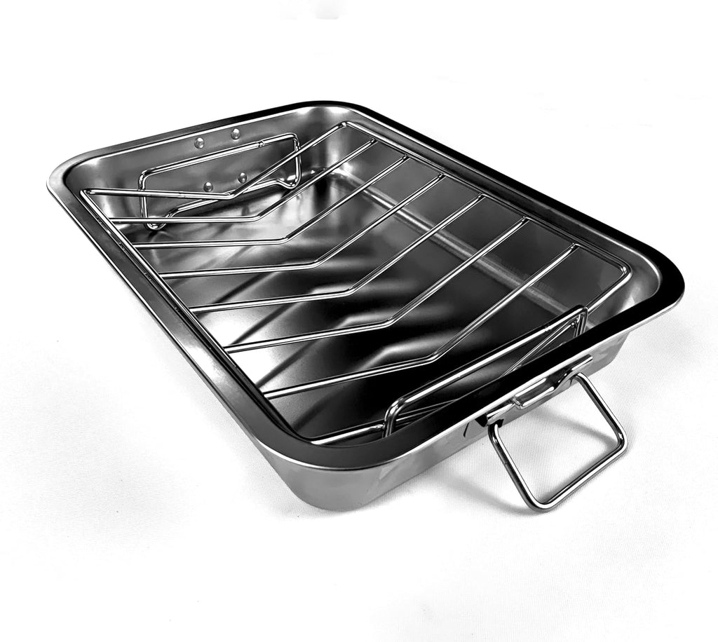 Juego de asadera VBOYL de acero inoxidable premium de 40 cm con rejillas para hornear y en forma de V - Resistente, saludable y apto para lavavajillas para pavo y pollo.