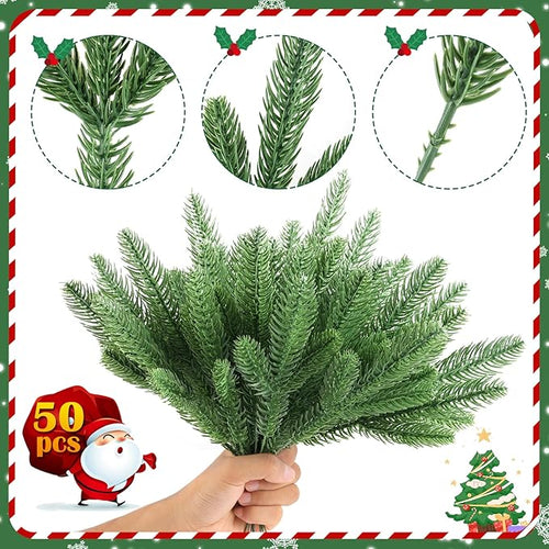 100 Ramas de Pino Artificial Hananona — Accesorios DIY para Guirnaldas, Coronas y Decoración Navideña | Verde