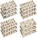 Junkin 12 Pcs Jewelry Tray Velvet Stackable Jewelry Organizer Trays Divided Earring Accessories Storage Containers Box(Beige)