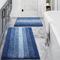 Juego de alfombras de baño Gibelle Blue de 2 piezas, juego de alfombras de baño antideslizantes de chenilla, alfombra de ducha absorbente y alfombras para el suelo del baño, alfombra de baño de secado rápido, accesorios de decoración para bañera, 16" x
