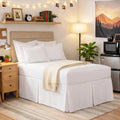 Faldón de Cama Spacemaker King Caída Extra Larga 21 Pulgadas – Elegante y Fácil de Colocar, Color Blanco para Dormitorios con Base Alta