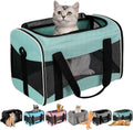 Transportín para gatos y perros, bolsa de transporte blanda para gatos, aprobado por aerolíneas, transportín de viaje para mascotas de hasta 6,8 kg, transportín plegable para gatos y perros medianos y pequeños (43 x 28 x 28 cm, verde).
