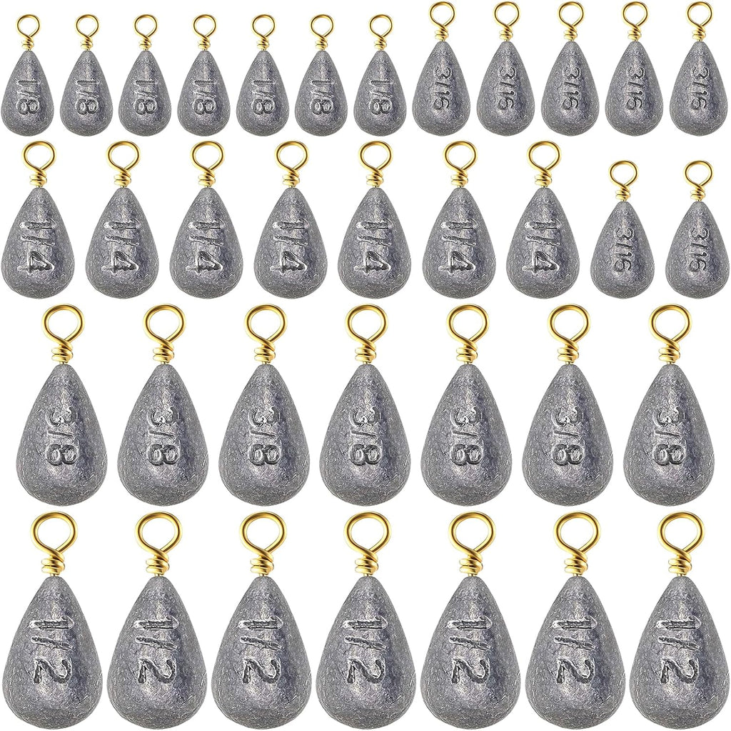 Los plomos de pesca Relaxgiant Bass Casting Swivel Bell Plkers con forma de gota para bagre, ideales para pesca en el océano, en agua salada y surf. (1 oz, 50 unidades/caja)