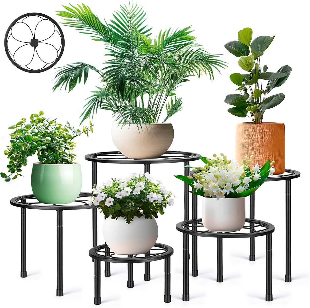 Amaoot Paquete de 5 soportes de metal para plantas, soportes de hierro