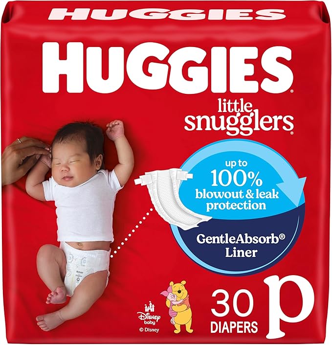Huggies Pañales para recién nacidos, pañales Little Snugglers para bebé, tamaño prematuro (hasta 6 libras), 30 unidades