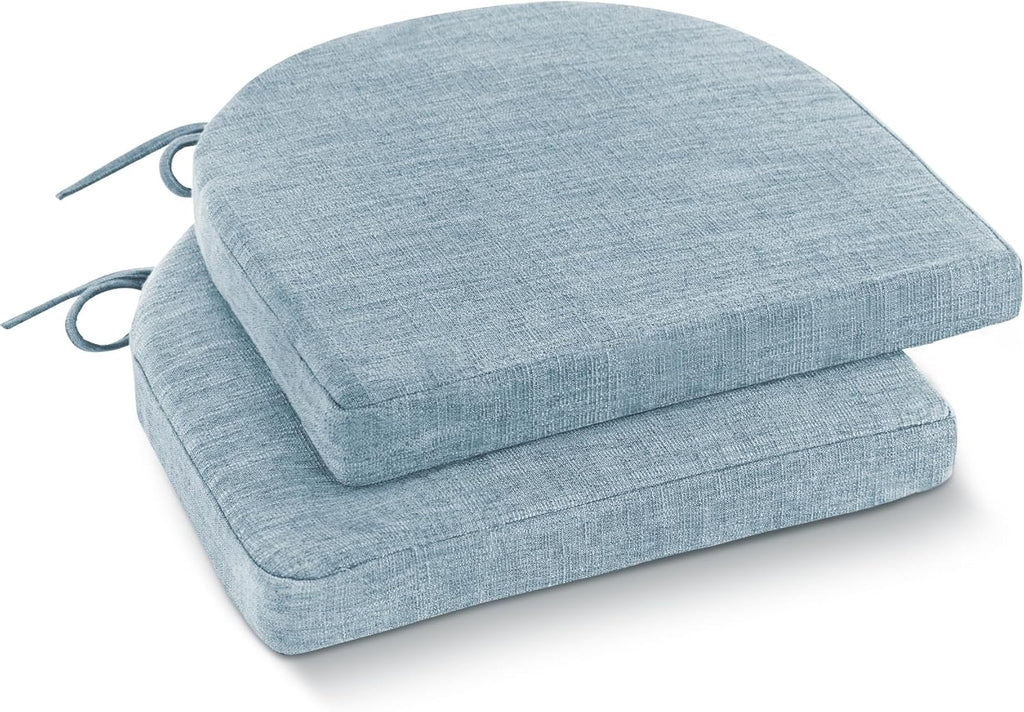 IPYNBAP Cojines para Sillas de Comedor | 40x40 cm | Cojines Antideslizantes de Interior con Lazos y Funda Removible | Set de 2 | Azul Claro