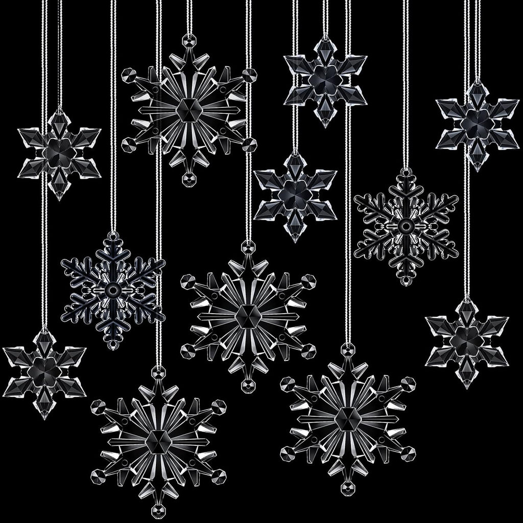 Blulu Adornos de Copo de Nieve 45 Pcs — Decoraciones Colgantes de Plástico Transparente para Árbol y Fiestas