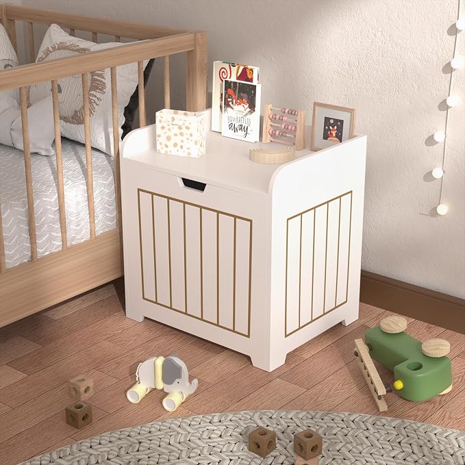 ABOXOO Aenuert Caja de almacenamiento de madera blanca, organizador de almacenamiento de cubo pequeño con puerta, moderno contenedor de almacenamiento para libros del hogar, ropa, plantas, mesa auxiliar cuadrada para sala de estar o dormitorio