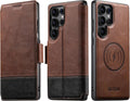SINIANL for Samsung Galaxy S23 Ultra Leather Wallet Case Compatible with MagSafe Wireless Charging, Detachable Leather Cover with Card Slots Holder, Kickstand, Magnetic for Galaxy S23 Ultra Brown