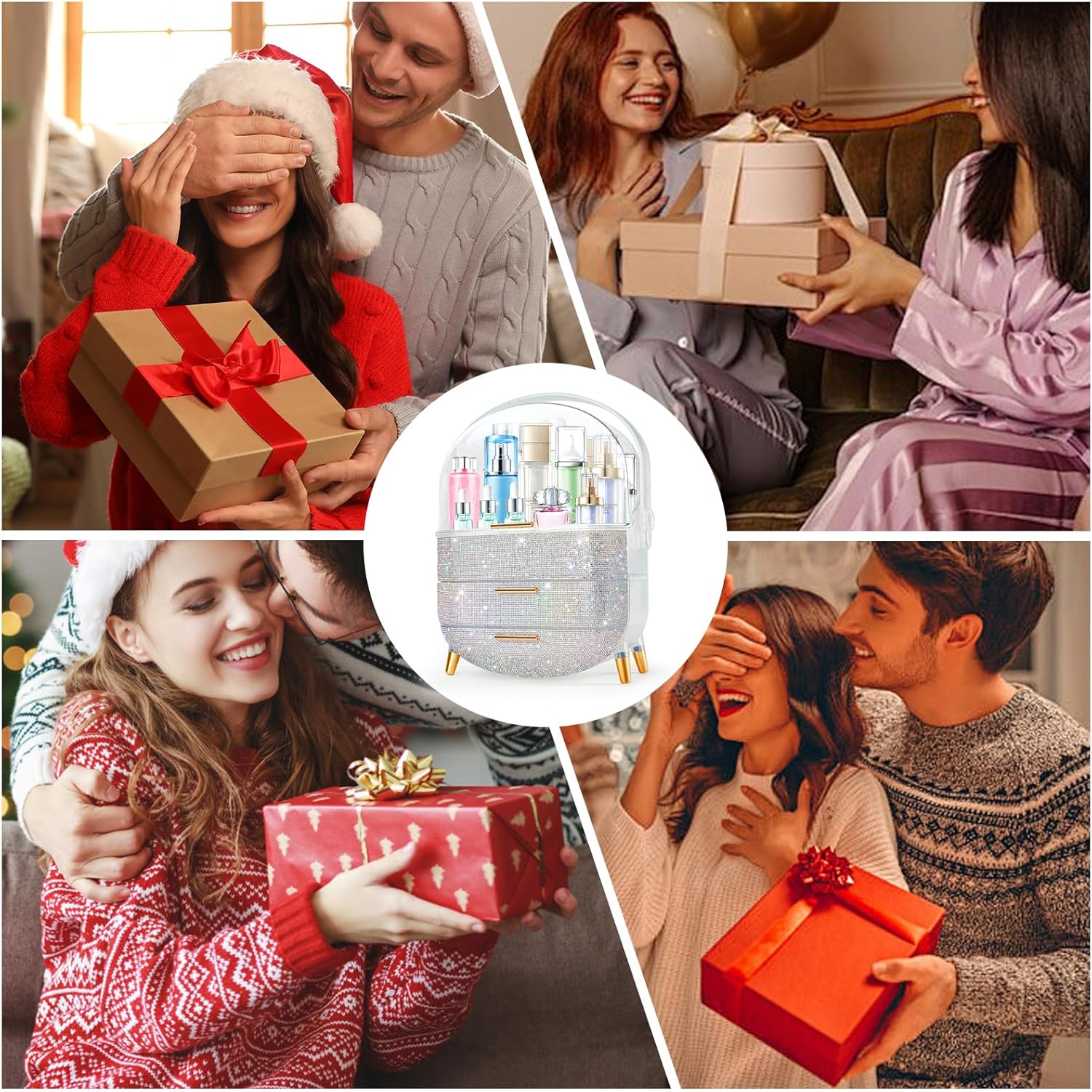 Ptesly Organizador de maquillaje de regalo para niñas, cuidado de la piel y almacenamiento de joyas, estuche de exhibición de cosméticos, soporte de maquillaje, organizador de baño