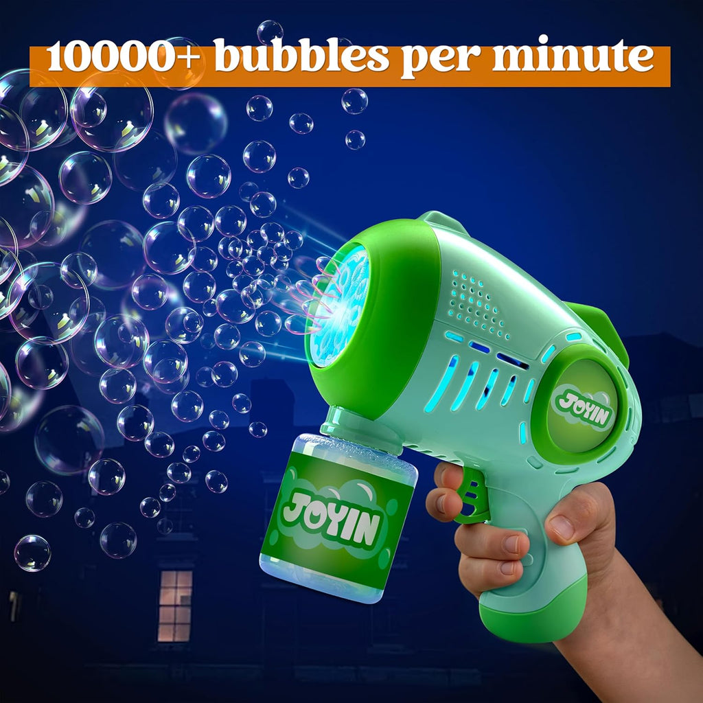JOYIN 2 pistolas de burbujas para niños con 4 botellas de solución, ametralladora de burbujas automática con 8 agujeros para niños, adultos, juguetes de verano, rellenos para cesta de Pascua, regalo