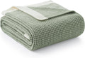 Manta de chenilla Amélie Home, suave y acogedora, con textura de gofre, ideal para sofás y sillones. Cálida pero ligera, transpirable, perfecta para todas las estaciones, para hombres y mujeres, color verde