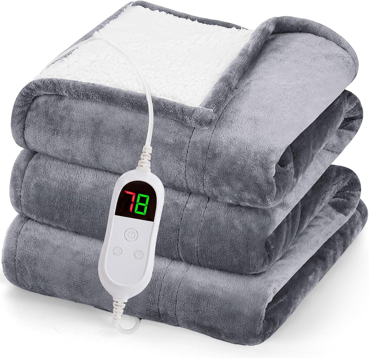 Manta eléctrica Greenoak de 50" x 60", con 10 niveles de calor, apagado automático (1/2/4/6/8 horas), suave tejido Sherpa, ideal como regalo para abuelas, madres y personas mayores, color gris niebla.