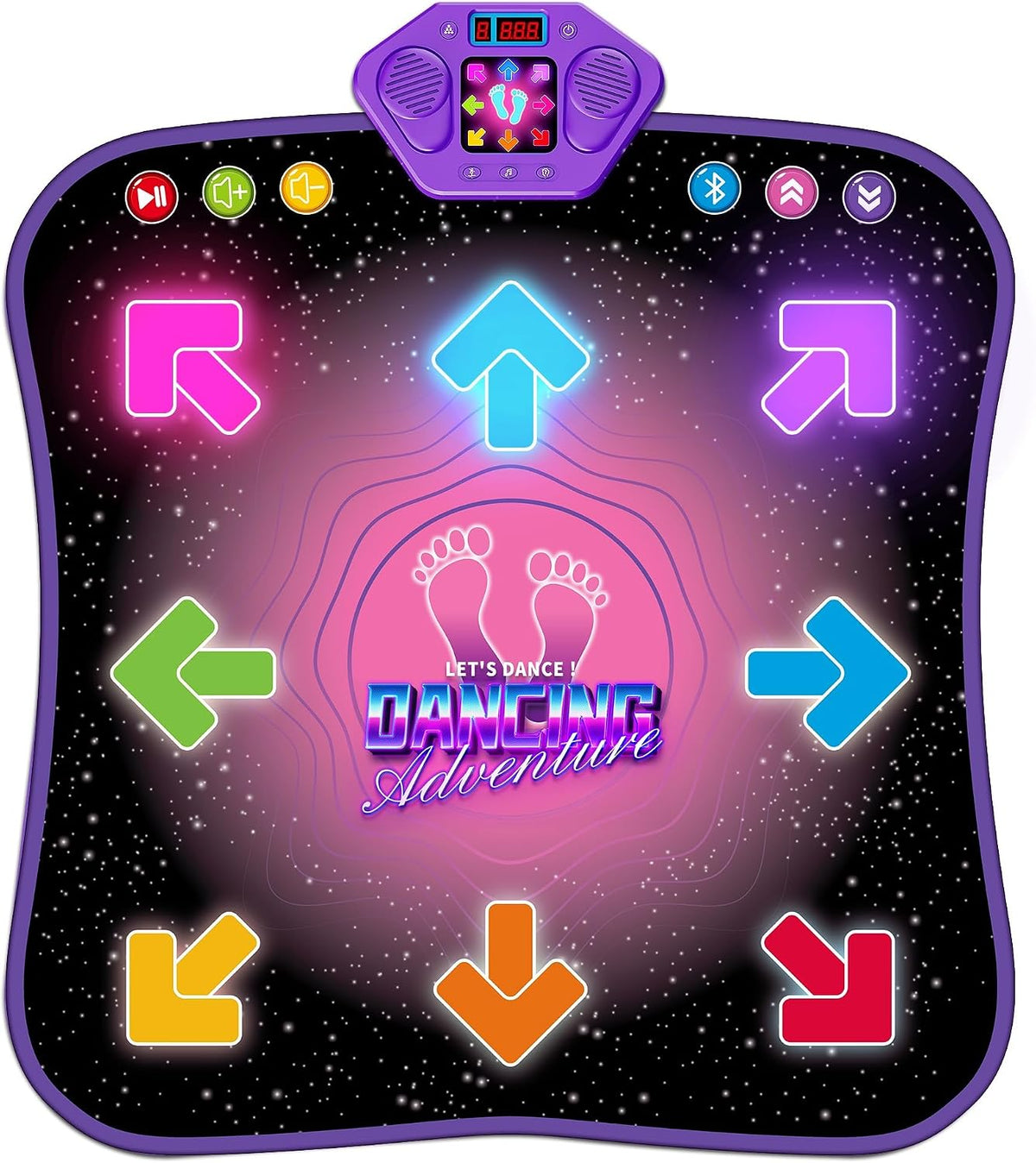 Alfombrilla de baile Flooyes para niños de 3 a 12 años, alfombrilla electrónica con 8 botones luminosos, Bluetooth inalámbrico, música y 5 modos de juego, regalo de cumpleaños para niñas de 3, 4, 5, 6, 7, 8, 9 y 10 años o más.