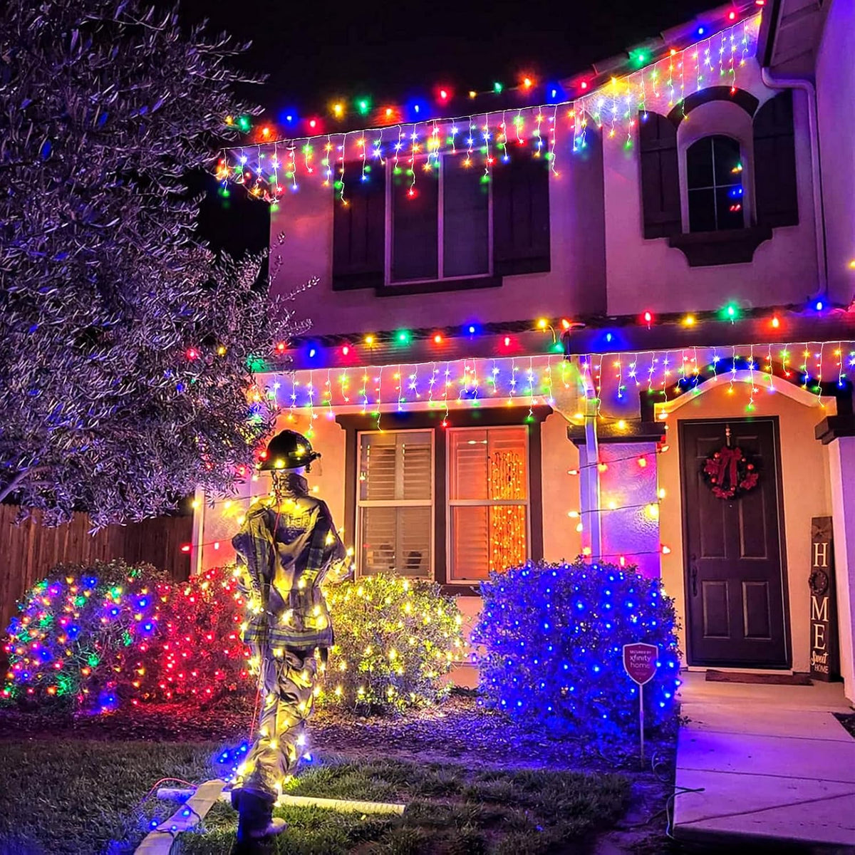 Luces de Navidad de carámbano para exteriores, 66 pies, 640 luces LED de carámbano para exteriores, luz centelleante enchufable para interiores con 8 modos de temporizador, impermeable