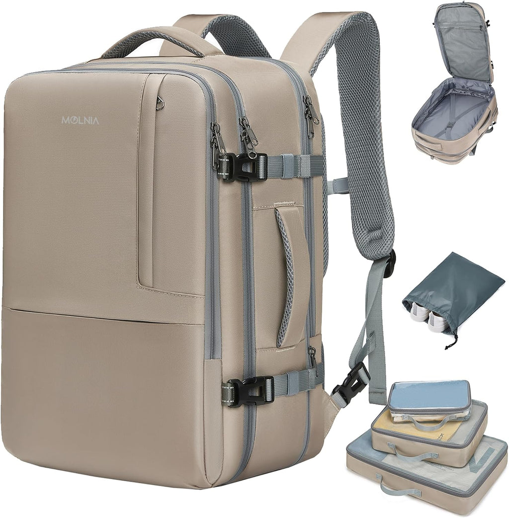 Mochila de viaje MOLNIA, mochila grande para portátil de 17,3 pulgadas, mochila de mano impermeable, apta como artículo personal, mochila universitaria aprobada para vuelos, mochila convertible para hombres y mujeres.
