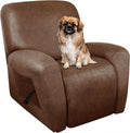 ANARACHON Fundas para Sillas Reclinables Tipo Cuero, 4 Piezas Funda para Sillón Reclinable Lazy Boy, Protector de Muebles - Funda Suave Lavable para Sofá para Mascotas y Niños (Marrón)