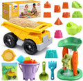 Set de Juguetes de Playa TOY Life 23 Piezas con Carros de Construcción, Cubeta, Palas y Moldes de Castillo