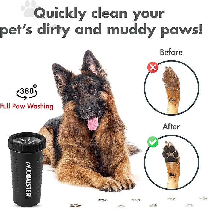 Dexas MudBuster Edición Especial - Limpiador portátil para patas de perro, grande, negro mate