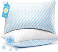 Almohadas de cama refrescantes tamaño Queen – Juego de 2 almohadas alternativas de plumón premium para dormir de lado, espalda y boca abajo – Calidad de hotel suave relleno de microfibra suave transpirable agradable al tacto