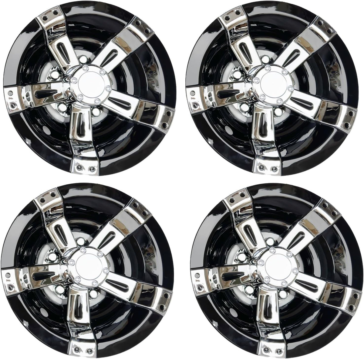 Tapacubos Dr.Acces de 10" con radios cromados para carritos de golf EZGO Cub Car y Yamaha (juego de 4 piezas)