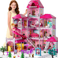 Casa de juegos para niñas de 3 a 7 años, casa de 4 pisos y 12 habitaciones con 2 muñecas, muebles y accesorios, juego de interior para niñas de 6 a 8 años, juguete de simulación para niños pequeños, regalos de cumpleaños para niños de 4 a 8 años 