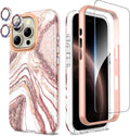 Funda SHEDEER para iPhone 16 Pro con Glitter y Protector de Cámara + Protector de Pantalla | Protección 360° Antigolpes, Diseño Chic Antiamarilleo | Oro Rosa 6.3 pulgadas