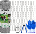 Malla de alambre para gallinero, 16.9 pulgadas x 40 pies, cerca de alambre de alambre floral de metal para manualidades, aves de corral y jardín, malla hexagonal galvanizada de 0.6 pulgadas para barrera de gallinero y jaula de conejo.