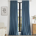 PRIMROSE Set 2 Cortinas de Terciopelo Azul Marino Blackout 90 Pulgadas – Bolsillo para Barra y Trabilla Trasera, Para Sala y Dormitorio