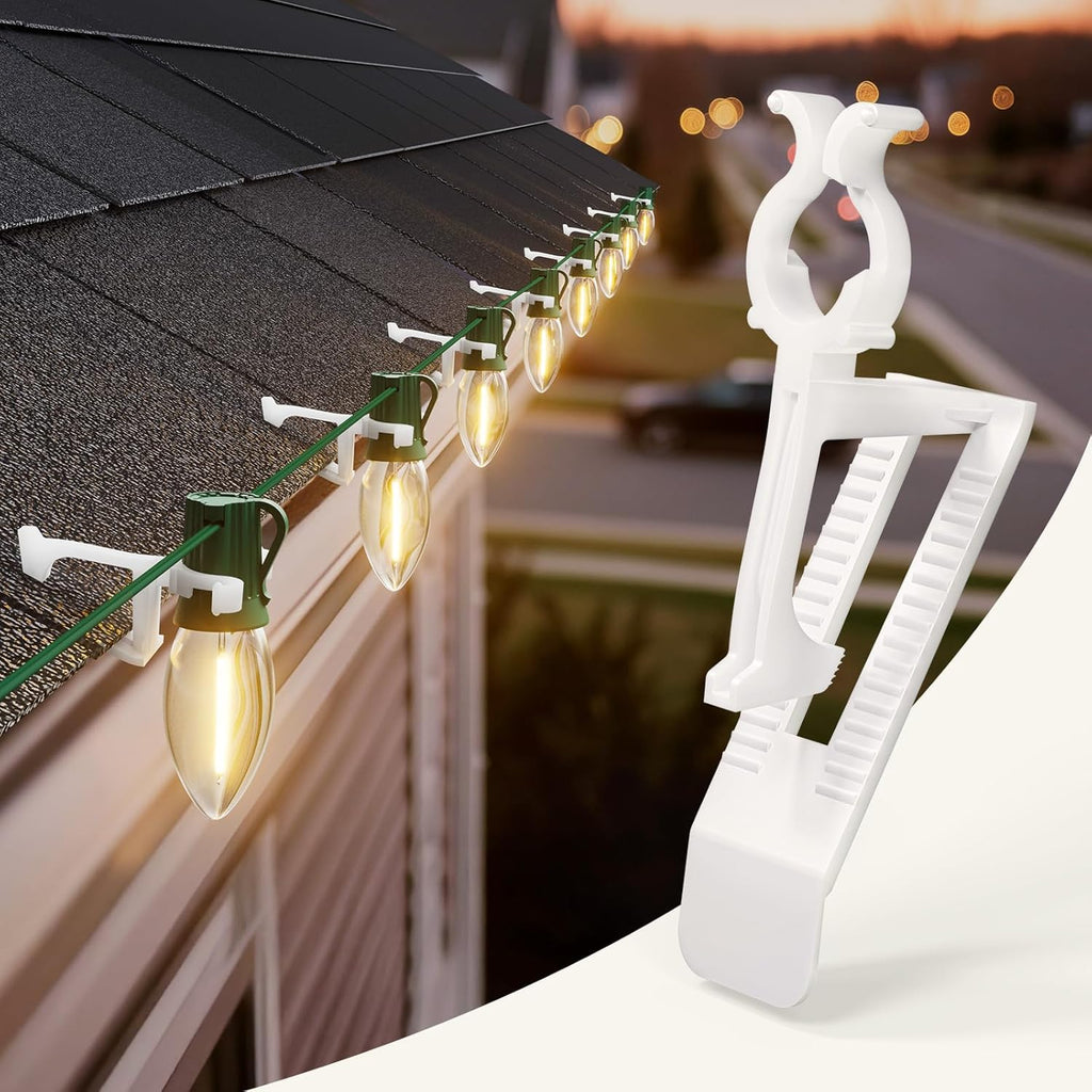 Clip para luces navideñas todo en uno, clip universal para canaletas y tejas para luces C7, C9 y mini (paquete de 100) 