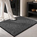 Felpudo Mibao para puerta principal, felpudo de bienvenida que atrapa la suciedad para interiores y exteriores, felpudo antideslizante e impermeable, alfombra de entrada duradera, lavable a máquina, de perfil bajo, para puerta trasera, gris