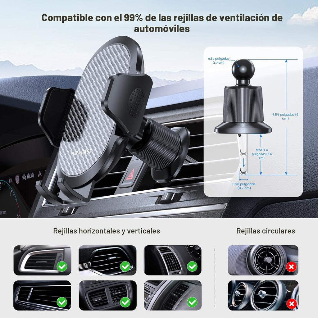 Miracase Soportes para teléfono para tu coche con gancho de metal, soporte para teléfono celular de ventilación de aire, soporte universal para automóvil para Garmin GPS Fit iPhone Android