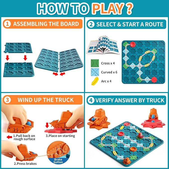 Juego de Mesa STEM Educativo Constructor de Caminos – 8 Tableros Super Grande, Rompecabezas Lógico Montessori para Niños 3-8 Años