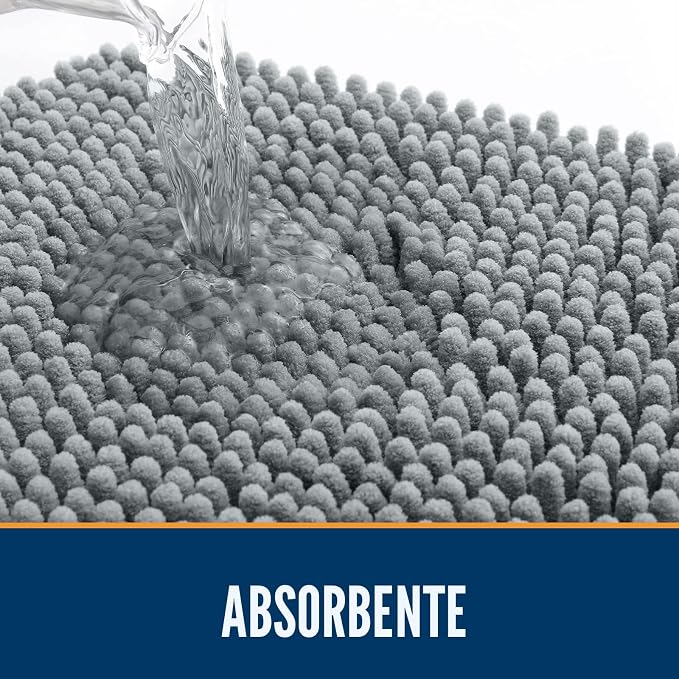 OLANLY - Tapete para puerta de perro y patas sucias, absorbe la humedad y la suciedad, antideslizante, lavable, de felpilla de secado rápido, para puerta interior, 36 x 24 pulgadas, gris