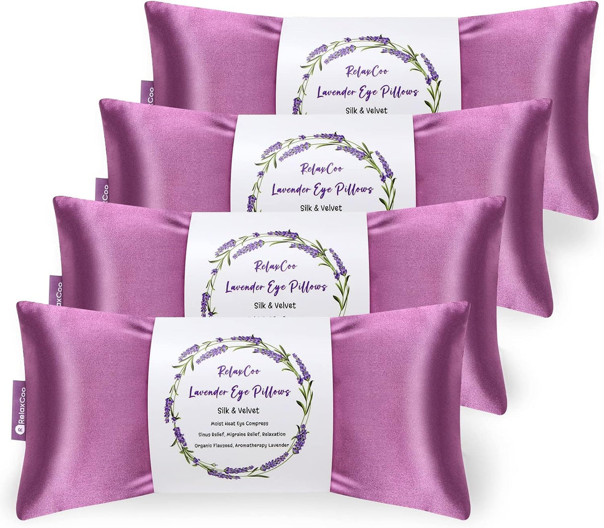 Almohada Ocular RelaxCoo Lavanda Pack 4 – Máscara Térmica Ponderada para Relajación, Yoga y Alivio de Mig rañas