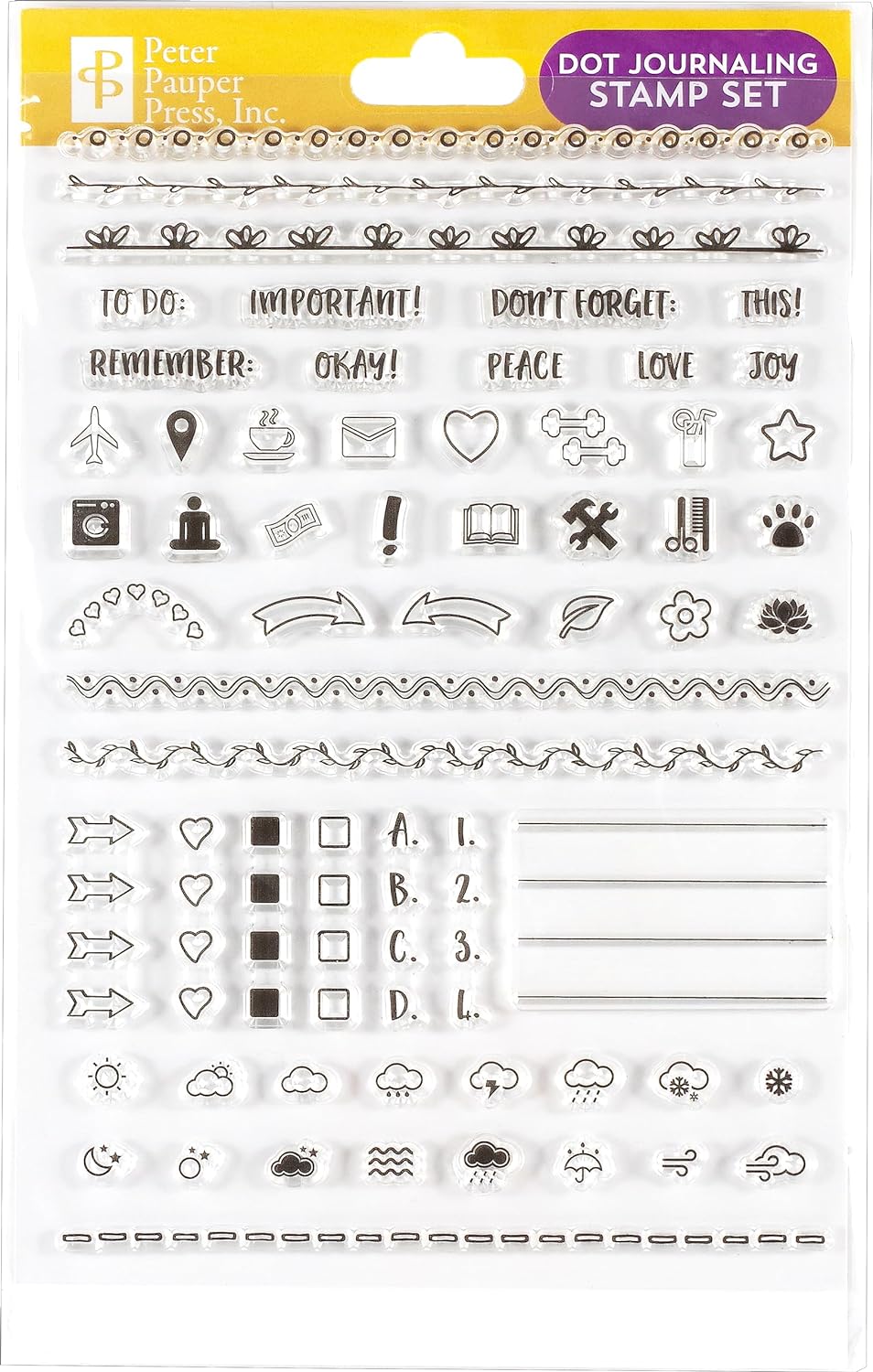 Juego de sellos transparentes para diario con puntos (60 sellos individuales)