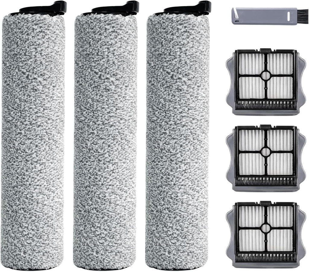 Rodillo cepillo y filtro reemplazo keluke compatible aspiradora Tineco iFloor 3/Floor One S3 inalámbrica, piezas incluyen 3 rodillos cepillo, 3 filtros