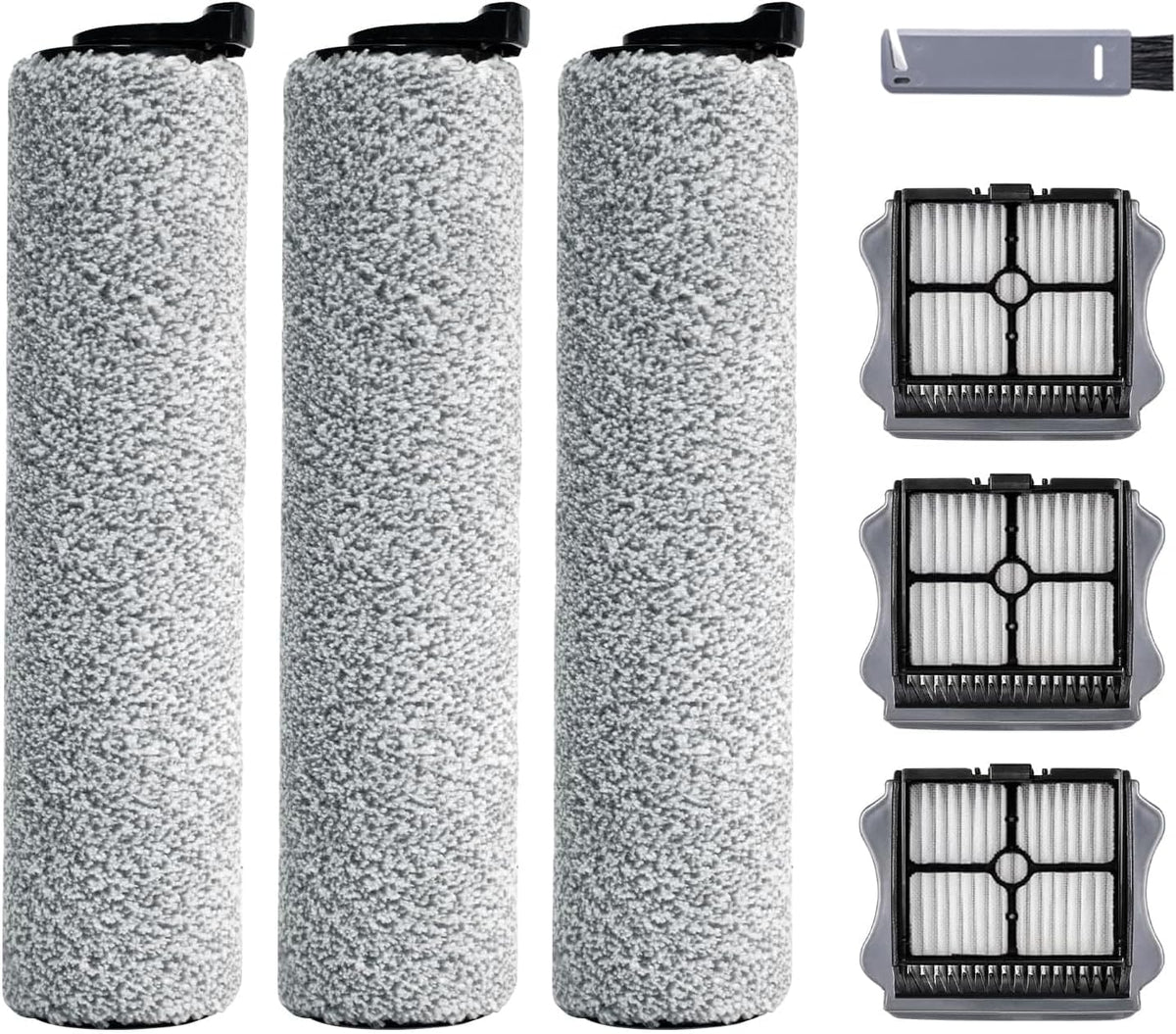 Rodillo cepillo y filtro reemplazo keluke compatible aspiradora Tineco iFloor 3/Floor One S3 inalámbrica, piezas incluyen 3 rodillos cepillo, 3 filtros