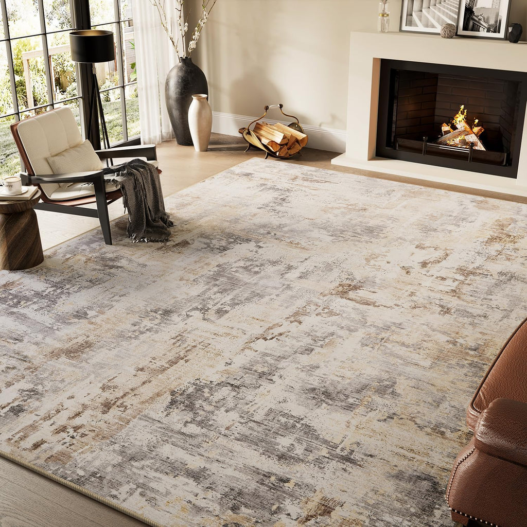 Alfombra de área para sala de estar, alfombra abstracta moderna, lavable, plegable, antideslizante, para sala de estar, dormitorio, comedor, oficina, casa rural
