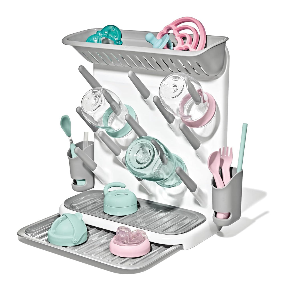 Escurridor extensible OXO Tot: escurridor que ahorra espacio | Artículos esenciales para recién nacidos y bebés | Artículos esenciales para la lactancia | Seca biberones | Ahorra espacio en la cocina