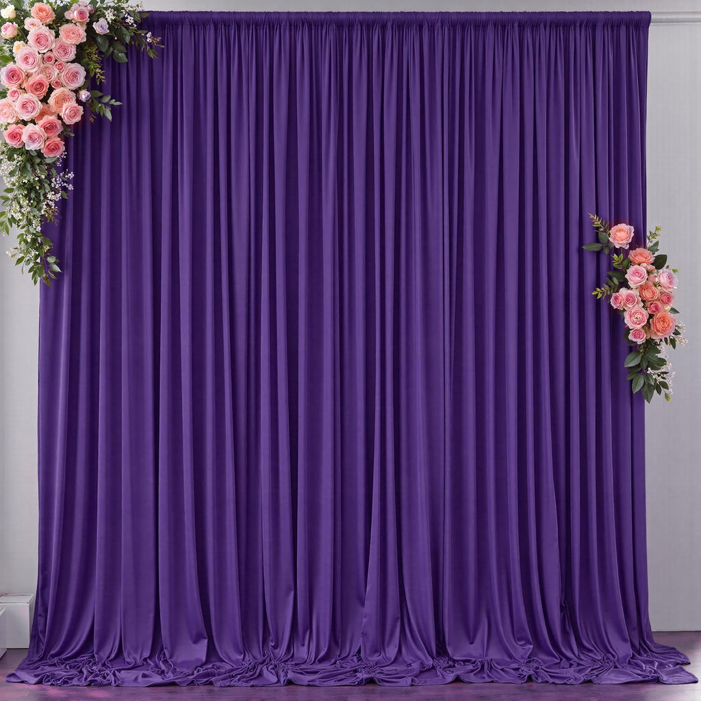 Cortina de fondo morada sin arrugas de 3 x 3 metros para fiestas, cortinas de poliéster moradas para fotos de bodas, cumpleaños, fiestas de niñas, baby showers con temática de sirenas, 1,5 x 3 metros, 2 paneles