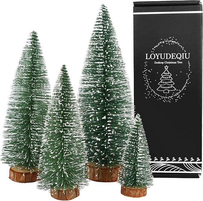 Árbol de Navidad en miniatura de escritorio para árbol de Navidad, decoración de árbol de Navidad (verde, 4 unidades)