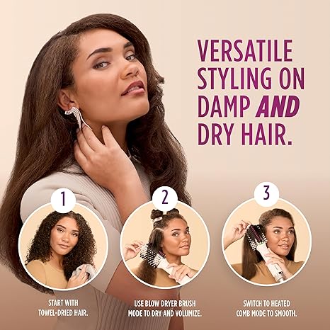 Peine Caliente + Secador Shark HT202 SmoothStyle | Modo Dual | Todo Tipo de Cabello