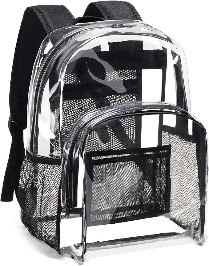 Mochila transparente Vorspack resistente - Mochila transparente de PVC grande para libros, ideal para la universidad y el trabajo.