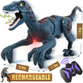 Dinosaurio de juguete grande con control remoto para niños - Velociraptor jurásico que imita el caminar y los sonidos - Robot de juguete que canta y mueve la cabeza y la cola 