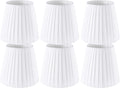 Juego de 6 pantallas de lámpara de araña blancas de lino natural con clip para lámparas de araña, apliques de pared y otras luminarias que utilizan bombillas E12. Medidas: 4 x 6 x 5 pulgadas.