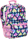 LEGO Iconic Prints Kids School Backpack Bookbag, for Travel, On-the-Go, Back to School, Boys and Girls, with Adjustable Padded Straps and Fun patterns, Neon Brick Hearts